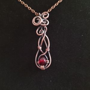 Brand New Handcrafted Antique Copper Sculptural Pendant on 24" Chain